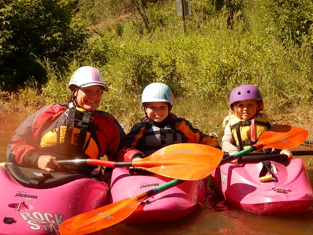 Susie, Maddy & Emmy on Grizzly on the Colorado River.