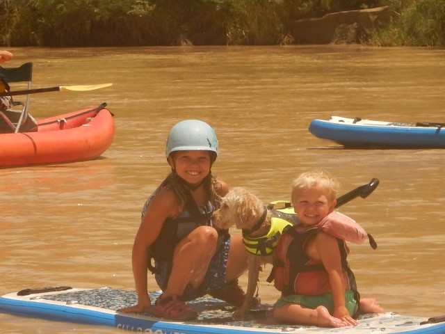 Maddy, Eddy and Coby enjoying the Shaboomee SUP!
