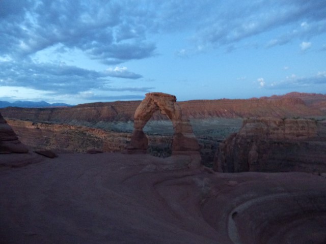 Sun just rising at Delicate Arch in Arches National Park!