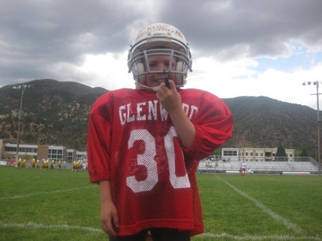 Dally playing football, 2nd grade!