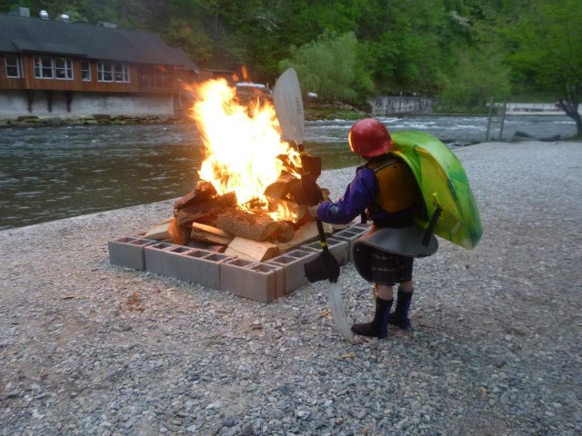 A nice bonfire after a late fall kayak session at NOC!
